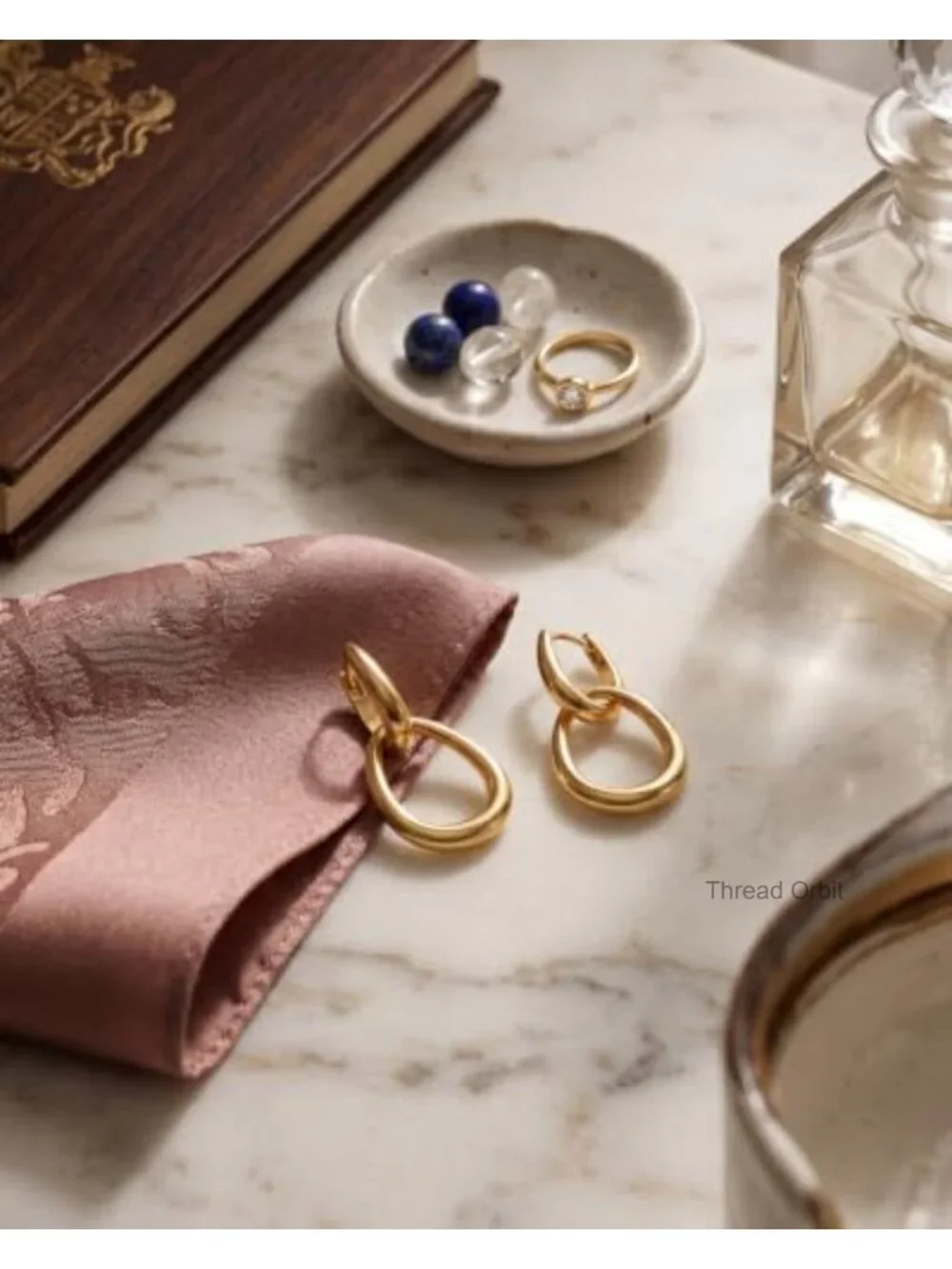 14K Gold Plated Double Hoop Dangle Earrings Trendy Drop Earrings Lightweight